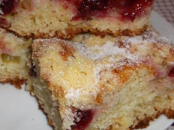 Ciasto z rabarbarem i wiśniami :)