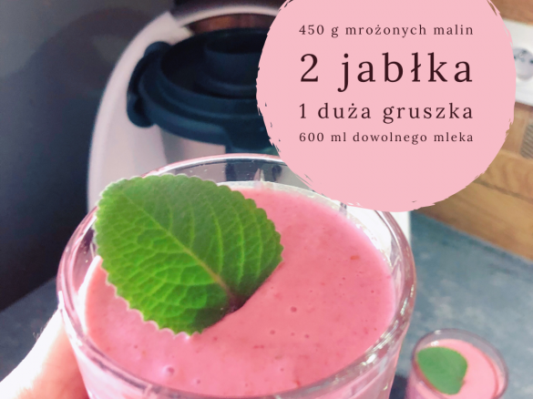 Koktajl z mrożonych malin, jabłka, gruszki