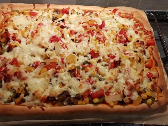 Pizza wegetariańska z pieczarkami cebulą, papryką z użyciem kamienia do pizzy „Paul”