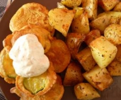 Cukinia w cieście z pieczonymi ziemniakami :-)