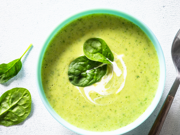 Zielony krem warzywny + grzanki z mozzarellą (3)