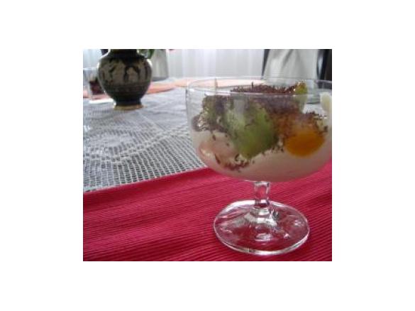 DESER z białą czekoladą, mascarpone i owocami