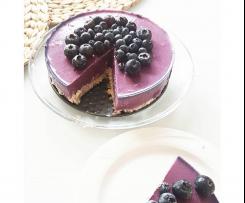 Wegańskie ciasto kokosowo-borówkowe bez pieczenia