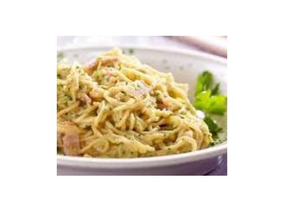 makaron z boczkiem,szynka i serem plesniowym