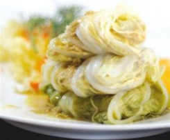 Gołąbki rybne z ziemniaczano-marchewkowym purée