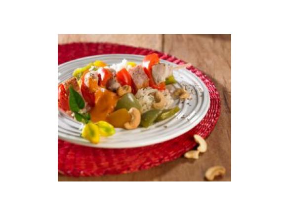 Szaszłyki z papryką i ryżem