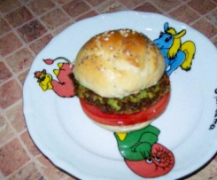 Burger buns z zielonym hamburgerem