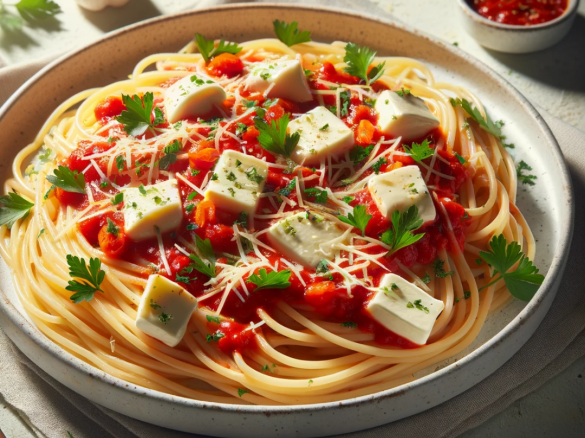 Makaron z papryczką i mozzarellą (1600)
