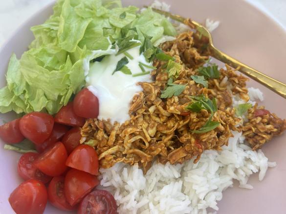 Risotto z szarpanym indykiem