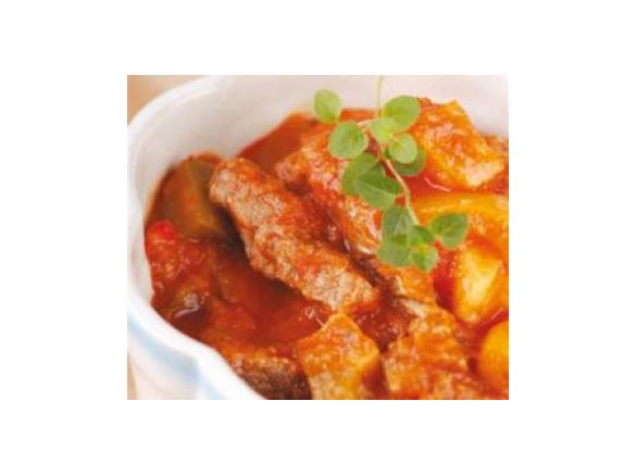 Leczo z ziemniakami i wędzoną polędwicą wieprzową