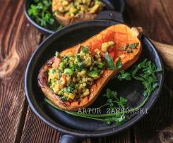 KASZOTTO Z WARZYWAMI I KURCZAKIEM W PIECZONEJ DYNI