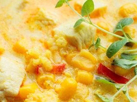 Zupa Kukurydziana z kaszą jaglaną i kurczakiem