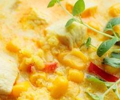 Zupa Kukurydziana z kaszą jaglaną i kurczakiem