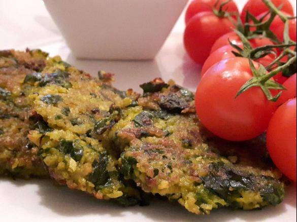 Placki z batatów ze szpinakiem