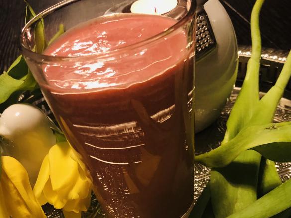 Koktajl malinowo-pomarańczowy z masłem orzechowym