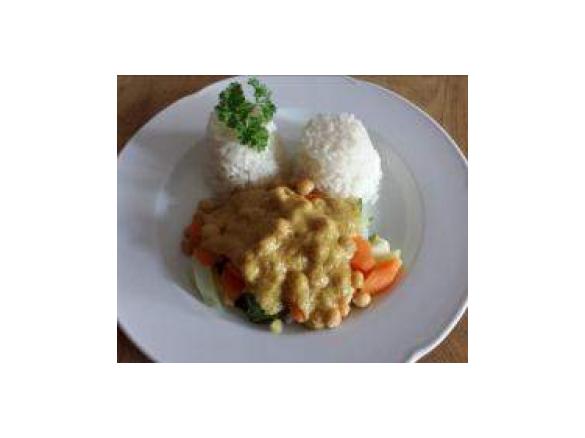 ( VEGAN ) warzywa z soczewicą, ryżem i sosem orzechowym