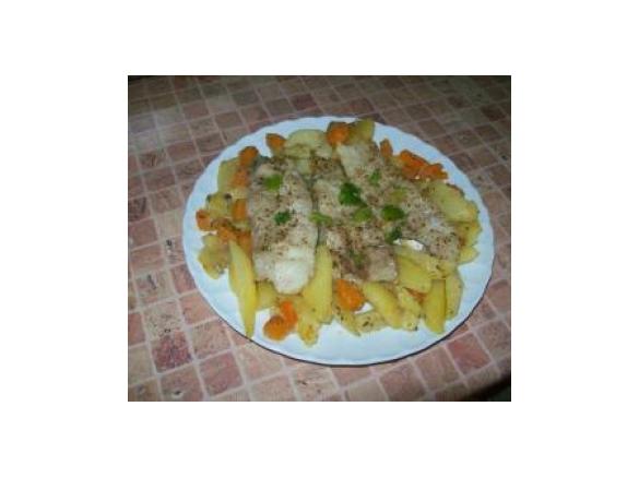 Rybka zapiekana z ziemniakami i dynia