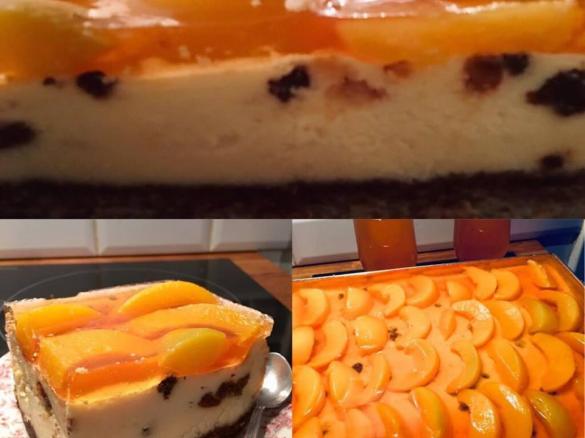 Sernik pieczony z brzoskwiniami i galaretką