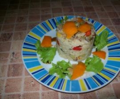 Ryz z warzywami i pomarancza