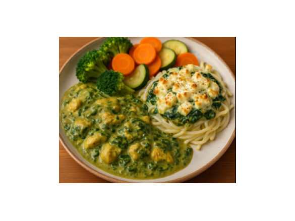 Fit szpinakowa zapiekanka konjac z kurczakiem i warzywami