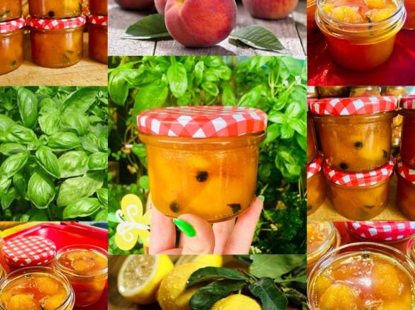 Dżem brzoskwiniowy z kurkumą bazylią jałowcem i cytryną