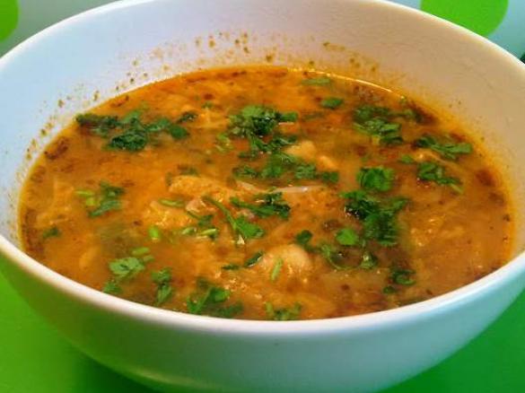 Flaczki z mrożonymi warzywami