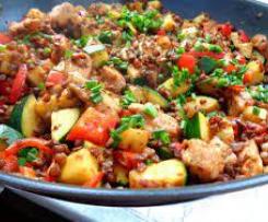 kasza jęczmienna z kurczakiem i cukinią